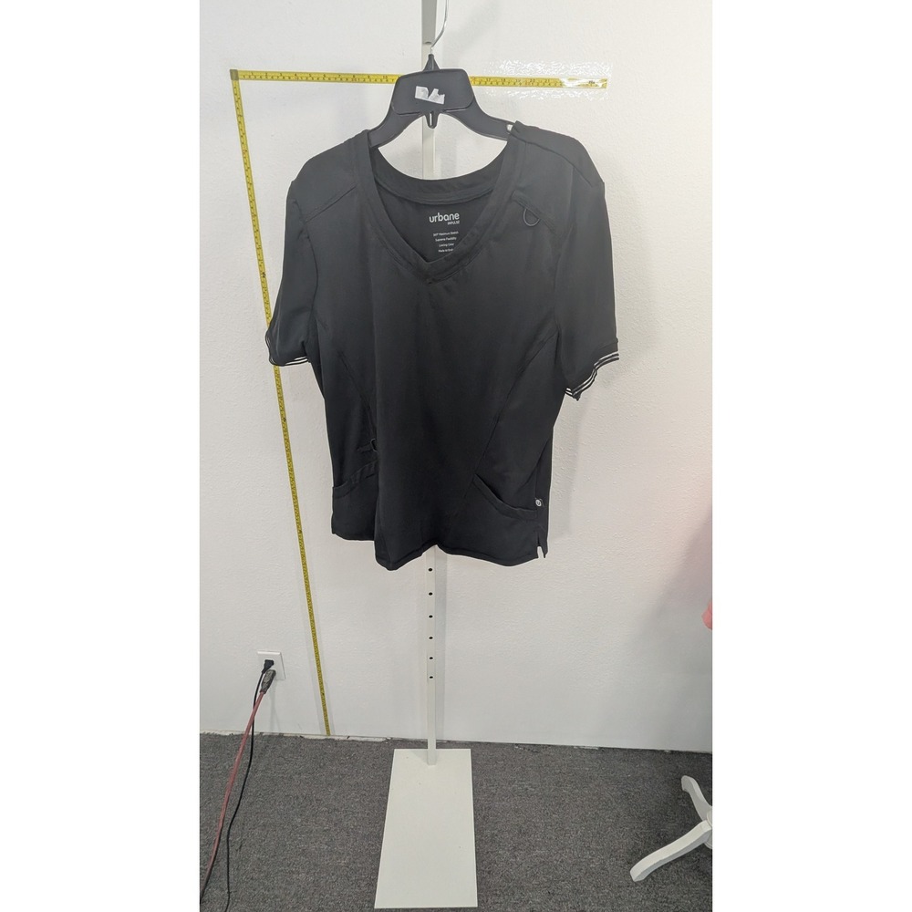 Urbane Impulse Womens Black Scrub Top XLG V-Neck Stretch Contemporary Fit 9452